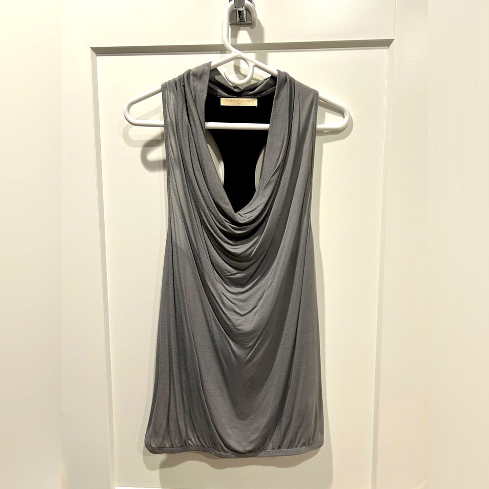 Women’s top/tank designer Generation Love gray with black leather size small